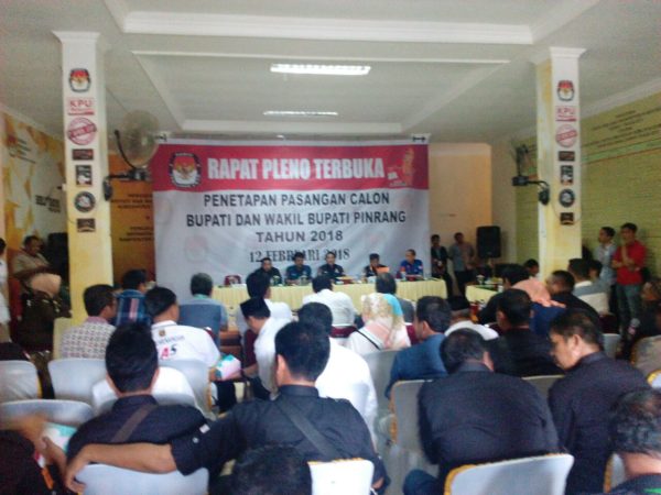 Rapat Pleno Terbuka, Ini Peserta Pilkada 2018 yang Disahkan KPU Pinrang