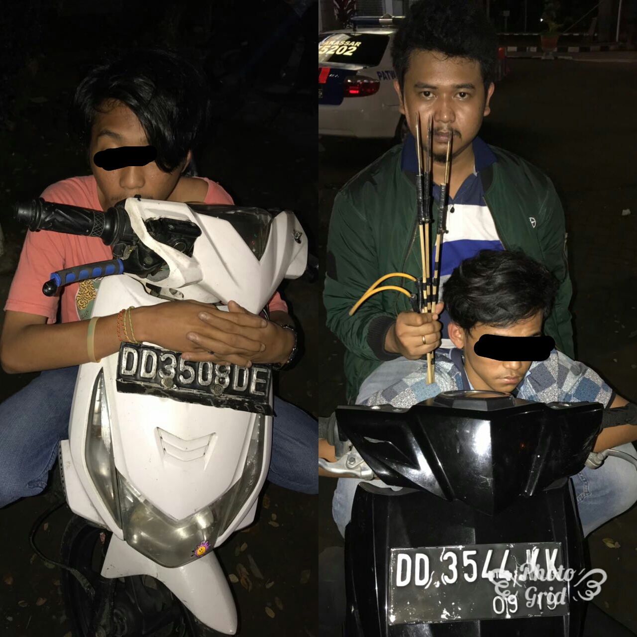 Dua remaja di Makassar diamankan atas kepemilikan busur dan anak panah.(ist)