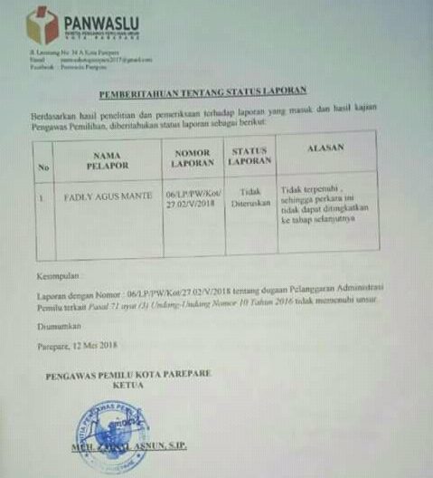 Tak Ada Unsur Pelanggaran, Panwaslu Tidak Teruskan Laporan atas Program FAS