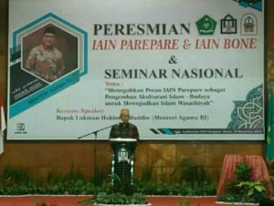 Menteri Agama, Lukman Hakim Saifuddin saat memberi sambutan.