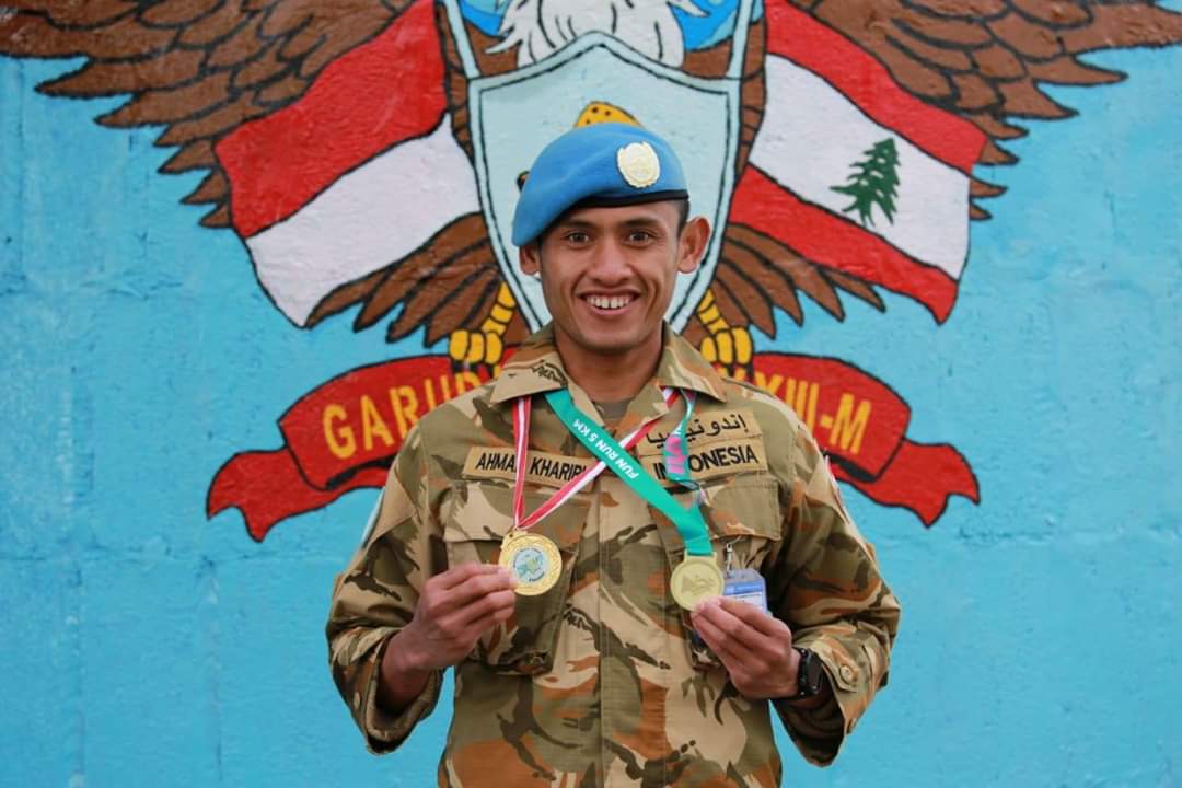 Prajurit TNI Pratu Ahmad Khariri Menjurai Lari 5 KM di Beirut
