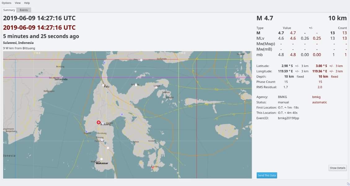 Gempabumi Dengan Kekuatan M 4.7 Kembali Guncang Mamasa