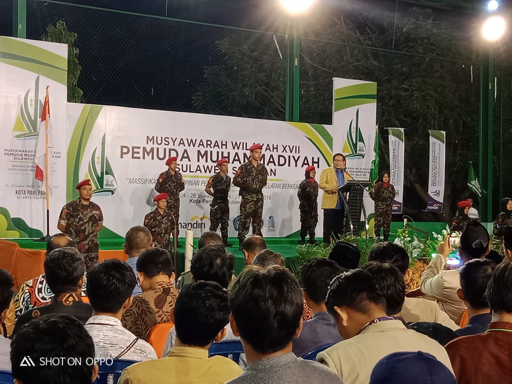 Ketua Pemuda Muhammadiyah Sulsel, Mahyuddin saat memberikan sambutan pada pembukaan muswil.