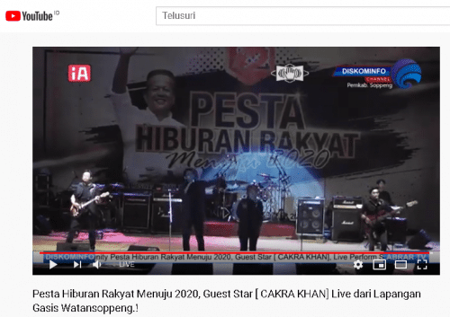 Screenshoot Live Streaming You Tube Pesta Hiburan Rakyat di Soppeng.