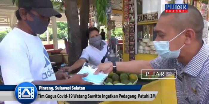 Video : Tim Gugus Covid-19 Kecamatan Watang Sawitto Ingatkan Pedangang Patuhi 3M