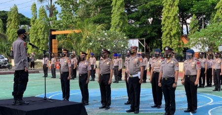 Upacara Korps Raport Kenaikan Pangkat Digelar Berbeda di Polres Polman