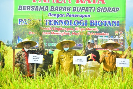 Panen Perdana Paket Teknologi Biotani, Bupati Sidrap Soroti Soal Penggunaan Pupuk Kimianya