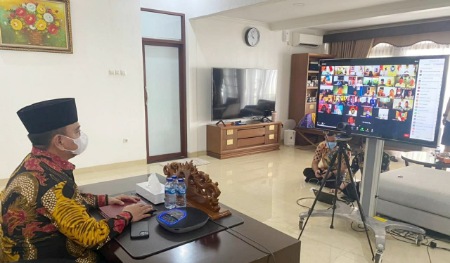 Wamen dan Sekjen Kemenkumham Halal Bihalal Virtual dengan Menkopolhukam