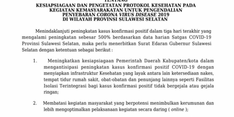 Covid-19 Meningkat, Plt Gubernur Sulsel Imbau Bupati/Walikota Penyiapan Infrastruktur Kesehatan