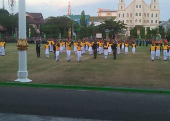 Panitia dan Paskibraka latihan ekstra demi kesuksesan upacara HUT Kemerdekaan RI di Alun-alun Kota Lapangan Andi Makkasau, Parepare, pagi ini, Rabu (17/8/2022)