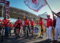 Gubernur Sulawesi Selatan, Andi Sudirman Sulaiman melepas peserta Indonesia Heart Bike (Indonrsia) yang selenggarakan oleh Yayasan Jantung Indonesia di Lapangan Karebosi, Makassar, Minggu (18/9/2022).