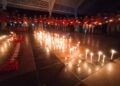 The Macz Man Zona Pinrang menggelar aksi doa bersama di Lapangan Lasinrang atas tragedi Kanjuruhan yang terjadi di Malang. Aksi digelar Senin malam (3/10/2022)