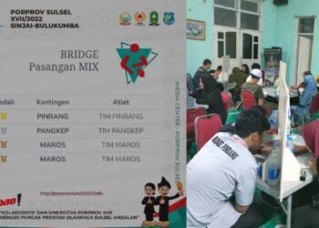 Cabor Bridge Pinrang Sabet Medali Emas di Porprov XVII Sulsel