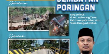 Pemprov Sulsel Bangun Kembali Jembatan Poringan di Luwu yang Ambruk