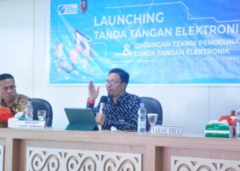 Dinas Komunikasi Informatika, Statistik Persandian (Diskominfo-SP) Sulsel, melangsungkan peluncuran Penerapan Tanda Tangan Elektronik (TTE) lingkup Pemkab Tana Toraja, Kamis (13/4/2023).