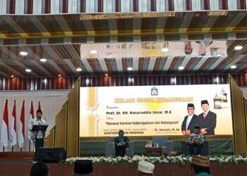 Imam Besar Masjid Istiqlal Jakarta, Prof. Dr. KH. Nasaruddin Umar, M.A.  menjadi pembicara Kuliah Umum Kebangsaan, di Auditorium IAIN Parepare, Senin (29/5/2023)