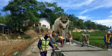 Progres rekonsruksi jalan ruas Pangkep – Matojeng – Tondong Kura – Kali Genrang – Batas Kabupaten Maros di Kabupaten Pangkep