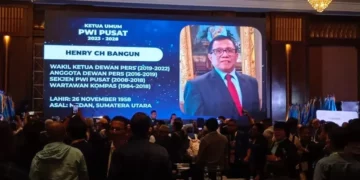 Hendri CH Bangun terpilih sebagai Ketua PWI Pusat untuk periode 2023-2028. (Foto: Ruzka Republika )