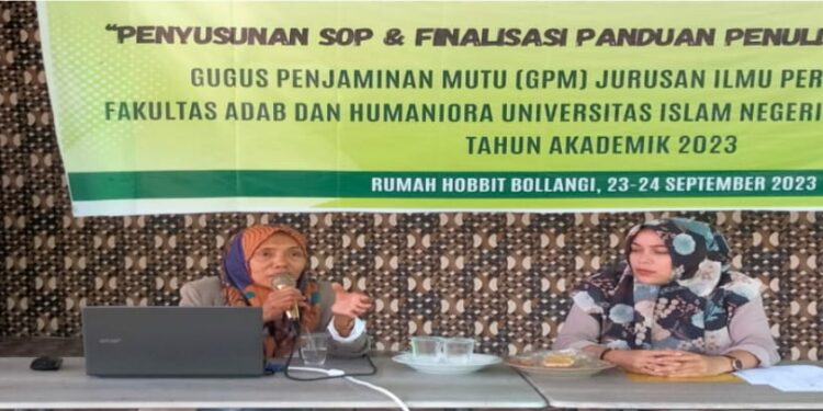 Gugus Penjaminan Mutu Jurusan Ilmu Perpustakaan (GPM-IP) UIN Alauddin mengadakan kegiatan penyusunan Dokumen Standar Penjaminan Mutu Internal (SPMI) yang bertempat di Aula Wisata Rumah Hobbit Bollangi