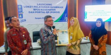 Wali Kota Parepare, HM Taufan Pawe menghadiri peluncuran loket pelayanan informasi BPJS Kesehatan dan Portal QR di RSUD Andi Makkasau, Jumat (29/9/2023)