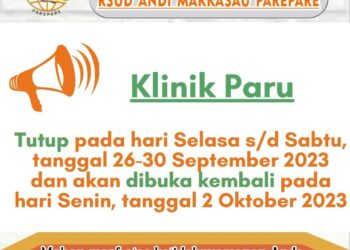 Poli Klinik Paru RSUD Andi Makkasau Parepare Tutup Semenetara