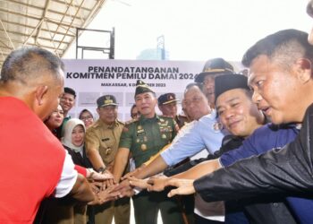 Apel Siaga Pemilu Damai 2024, di Lapangan Karebosi Makassar, Rabu (6/12/2023)