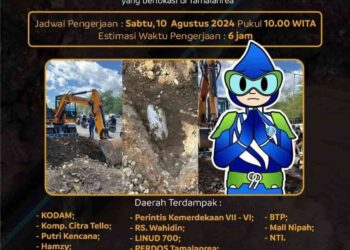 Besok Relokasi Pipa PDAM Berdampak di 15 Wilayah, Catat Titiknya